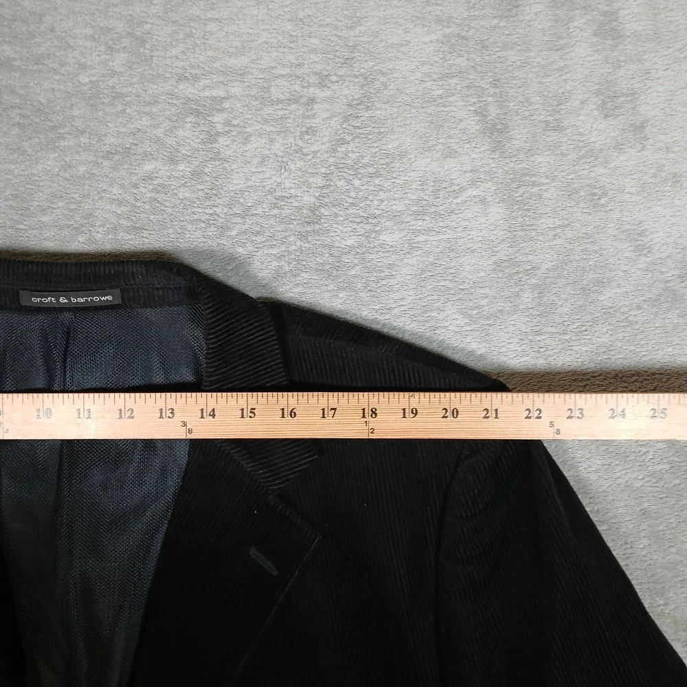 Croft & Barrow Y2K Sport Coat Mens 48L Corduroy Blazer Black Cotton NEW